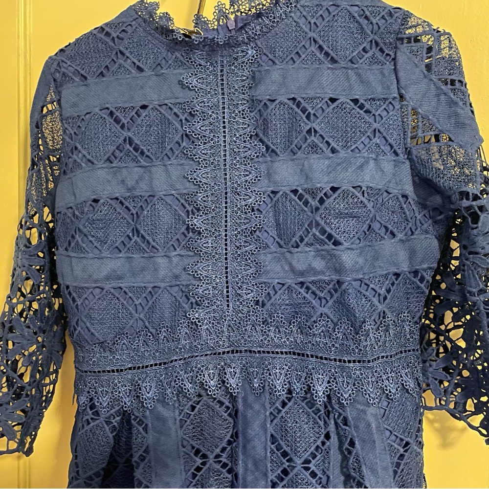 Elegant Blue Lace Dress